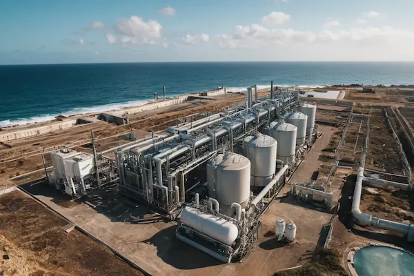 Tenerife South desalination plant in Arona producing chlorinated tap water that needs filtration